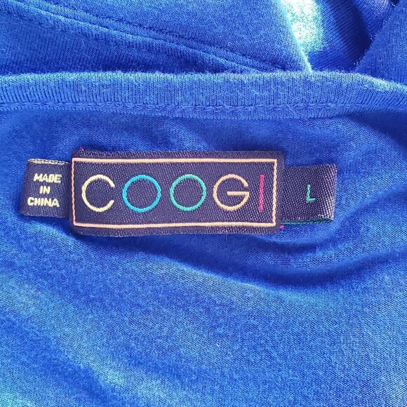 COOGI Australia Blue‎ Logo Studded Long Sleeve Drape Open Back Dress Size Large - Picture 9 of 12